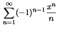 $\,\sum_{n=1}^\infty (-1)^{n-1} \frac{x^n}{n}\,$