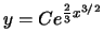 $y=Ce^{\frac{2}{3}x^{3/2}}$